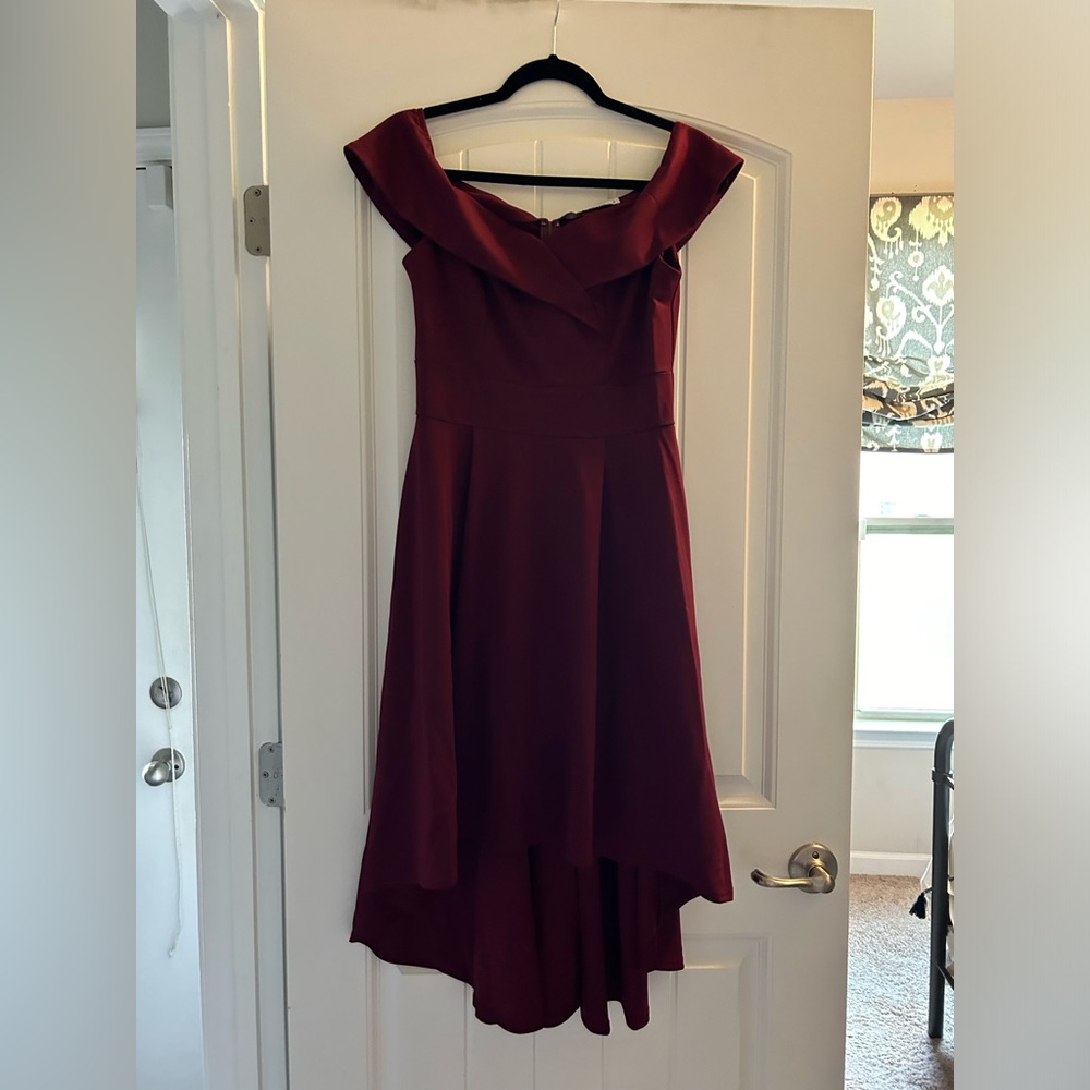 Gorgeous burgundy high low dress